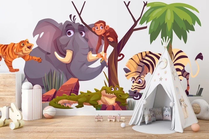 Nálepka na zeď pro děti animovaná zvířata Madagaskar