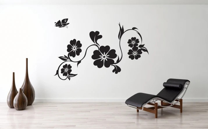 Nálepka na zeď do interiéru s motivem jednoduchých květin