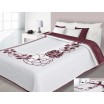 Luxusní oboustranný přehoz na postel bílé barvy s bordó květy