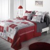 Romantický šedě červený přehoz na manželskou postel
