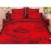 Luxusní ložní povlečení 100% bavlněný satém červené barvy s velkými růžemi