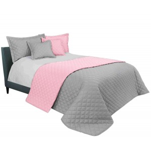 Kvalitní přehoz na manželskou postel v šedě růžové barvě 220 x 240 cm