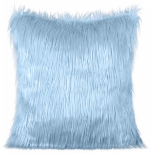 Světle modrý dekorační chlupatý povlak na polštář