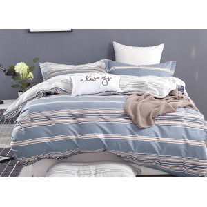 Povlečení na postel v šedé barvě s béžovým vzorem