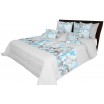 Modře šedý prošívaný přehoz na manželskou postel
