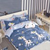 Dětské povlečení na postel v modré barvě s motivem žirafy