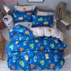 Dětské povlečení na postel v modré barvě s kreslenými postavičkami
