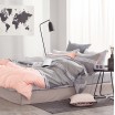 Retro povlečení na postel v šedé a růžové barvě s pruhy