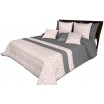 Prošívaný přehoz na postel v šedé barvě s růžovým motivem geometrických útvarů