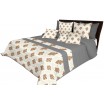 Luxusní přehoz na postel v šedé a béžové barvě s hnědými ornamenty