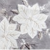 Běhoun na stůl široký 33cm ve stříbrné barvě s bílými květy