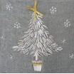 Vánoční běhoun na stůl v šedé barvě s vánočním stromkem a vločkami