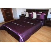 Přehoz na postel tmavě fialové barvy s bílými pruhy