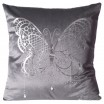 Luxusní šedý povlak na polštář s motivem stříbrného motýla