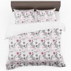 Kvalitní povlečení na postel 160x200cm v bílé barvě se šedě růžovým vzorem