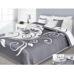 Přehoz na postel šedé barvy s bílými vzory