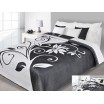 Přehoz na postel bílé barvy s černými vzory
