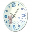 Chlapecké nástěnné hodiny v bílé barvě s medvídkem a modrým ciferníkem