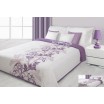 Přehoz na postel krémové barvy s fialovými květy