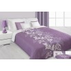 Přehoz na postel fialové barvy s krémovými květy