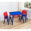 Dětský stolek a židle v modro červené barevné kombinaci