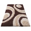 SHAGGY koberec hnědo krémové barvy s kruhy