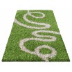 Zelený koberec shaggy SPIRÁLA