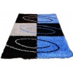 Modrý koberec shaggy s černým vzorem