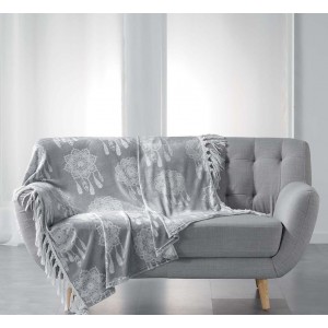 Luxusní deka šedé barvy s lapačem snů HOMEA 125x150 cm