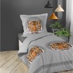 Bavlněné povlečení na postel šedé barvy s tygrem