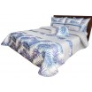 Stylový přehoz na postel bílo modrý s motivem barevných listů