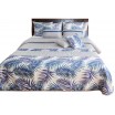 Stylový přehoz na postel bílo modrý s motivem barevných listů