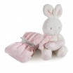 Elegantní dárkové balení růžová dětská deka s hračkou zajíčka