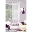 Ozdobná hotová dekorativní krémová záclona s fialovými lesklými pruhy