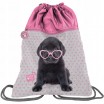 Dívčí růžová školní taška na kolečkách v trojsada s motivem psa