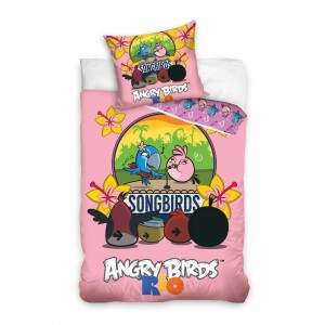 Povlak na dětskou postel růžový s Angry Birds