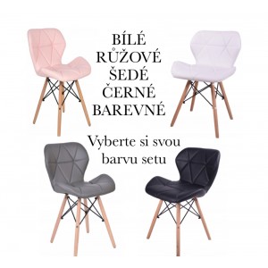 Set čtyř skandinávských židlí v různých barvách