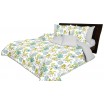 Oboustranný prošívaný šedě zelený přehoz na postel s motivem květů