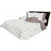 Krásný béžovo bílý oboustranný přehoz na postel s ornamenty listů