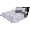 Stylový šedý oboustranný přehoz na postel s potiskem bílých květů