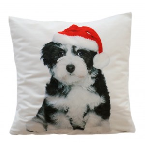 Vánoční povlak na polštář s motivem psa
