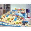 Modro žluté povlaky na dětskou postel s motivem zvířátek