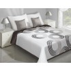 Bílo-hnědý oboustranný přehoz na postel s motivem kružnic