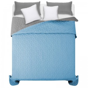 Oboustranné modro šedé přehozy na manželskou postel 200 x 220 cm