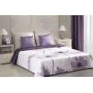 Přehozy na postel v bílé barvě s fialovými rozkvetlými květinami
