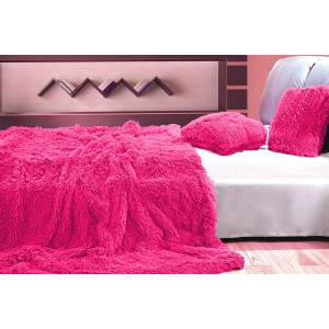 Chlupatá přikrývka a deka růžové barvy na postel 150 x 200 cm
