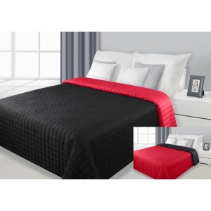 Černo-červený oboustranný prošívaný přehoz na manželskou postel