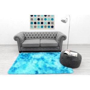 Ombre plyšový koberec modré barvy 140 x 200 cm