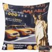Černo-žlutý povlak na polštář New Yorku se sochou svobody a taxíky