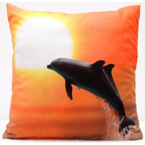 Oranžový povlak na polštář se skákajícím delfínům při západu slunce
